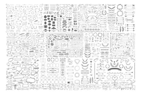 Download 998 Hand Drawn Frames, Banners &amp; Ribbons - Hand drawn Collection