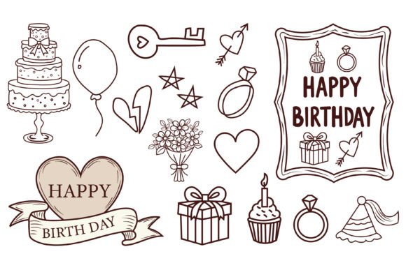 Download Set of Hand Drawn Doodles for Birthday - Hand drawn Collection