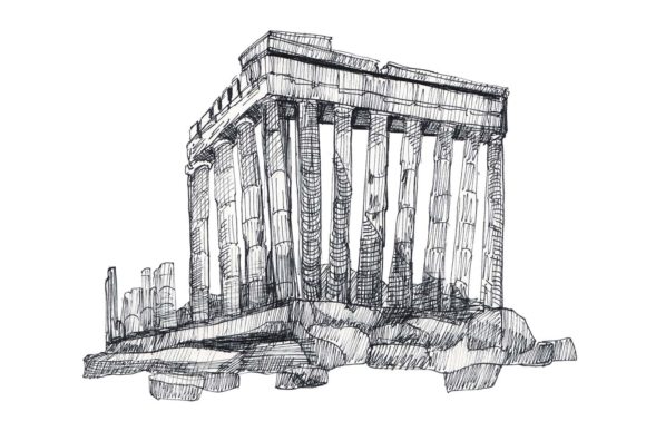Download Greece Parthenon - Ink Hand-Drawn Sketch - Premium Resources