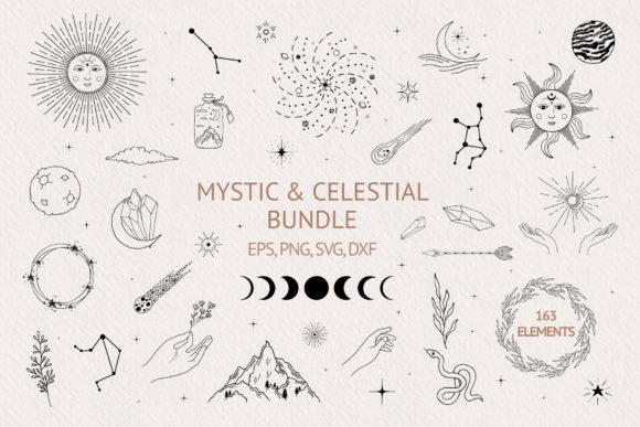 Download Hand Drawn Mystic &amp; Celestial Bundle - Hand drawn Collection
