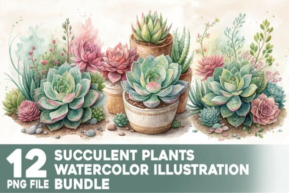 Download Succulent Plants Watercolor Bundle - Succulent Collection