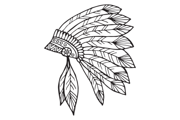 Download Native American Headdress. Hand Drawn Fe - Hand drawn Collection