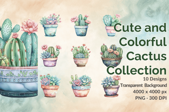 Download Watercolor Cactus &amp; Succulent Clipart - Succulent Collection